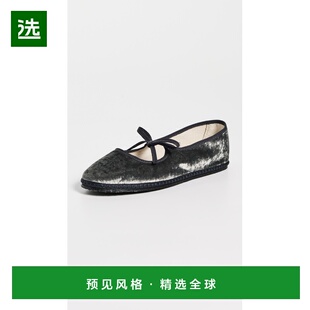 1h可退 香港直邮Vibi Venezia 女士 Brigitte 绸缎天鹅绒平底鞋