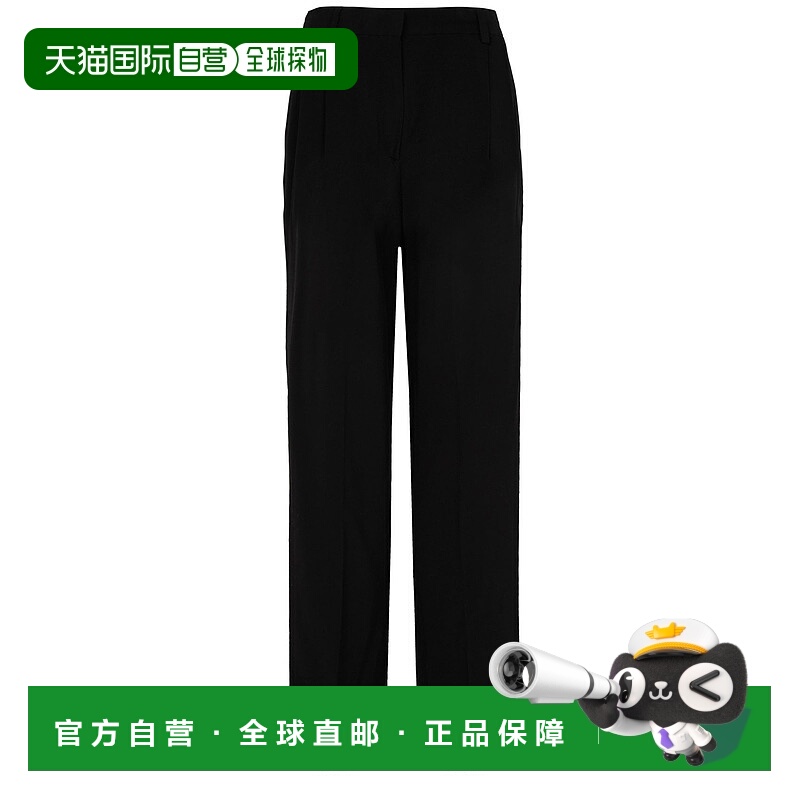 1h可退 香港直邮TOTÊME 女士 双褶直筒长裤 black黑色 舒适时尚