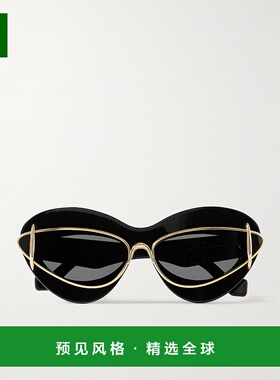 香港直邮LOEWE 罗意威 女士 Double-frame 猫眼镀金醋纤太阳眼镜