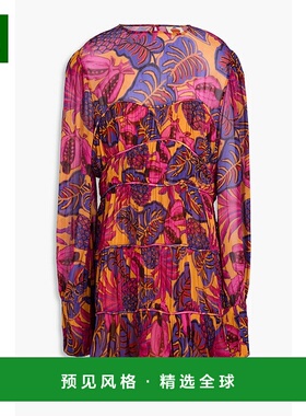 1h可退 香港直邮FARM RIO 女士 褶裥印花薄纱迷你连衣裙 312362FR