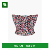 香港直邮Kika Vargas 女士 1h可退 Faye 无肩带蝴蝶结印花斜纹布