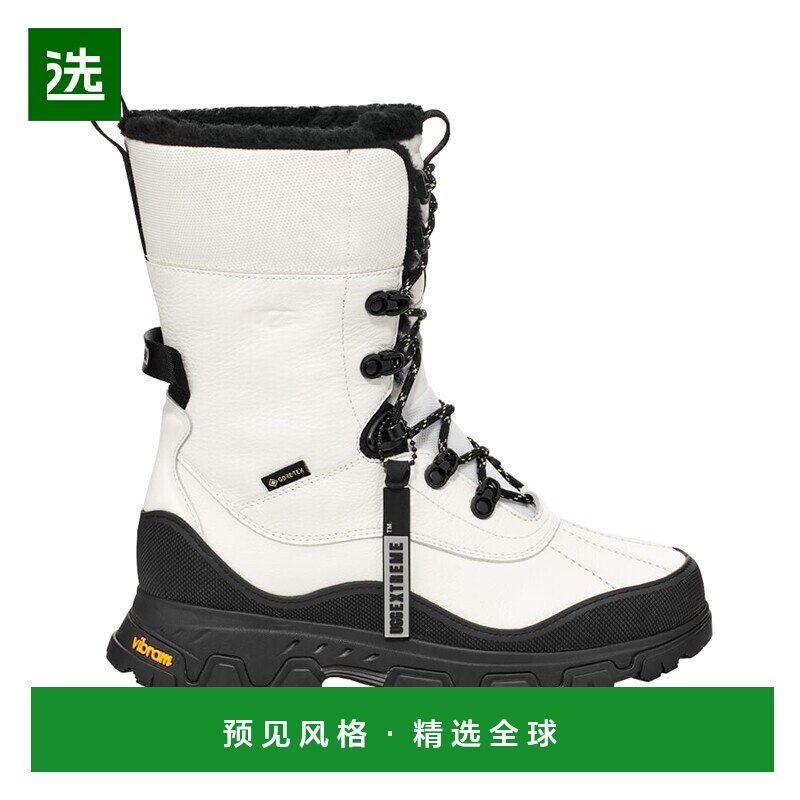 欧洲直邮UGG24新款 女士白色皮革鞋面可折叠鞋帮反光鞋带防水踝靴图片