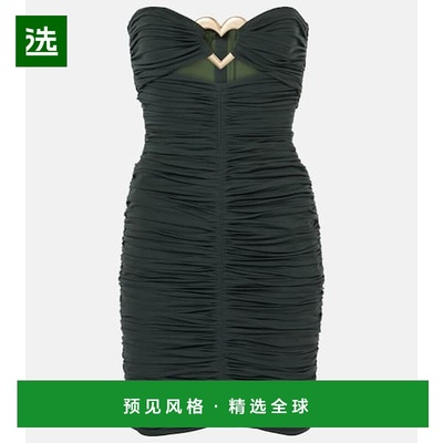 1h可退 香港直邮AREA 女士 剪口褶皱迷你连衣裙 green绿色 舒适时