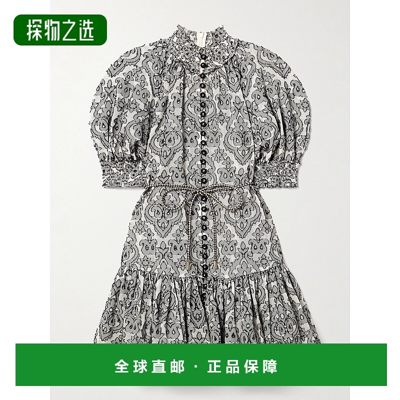 1h可退 香港直邮ZIMMERMANN 女士 Wylie 灯笼迷你连衣裙 1752DRS2