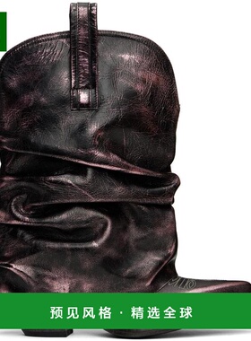 1h可退 【美国直邮】R13 黑色与粉色低帮牛仔靴 时装靴 242021F11