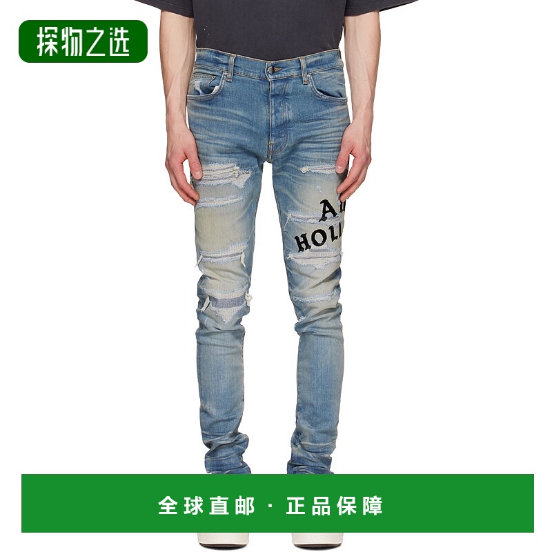 香港直邮AMIRI 男士 蓝色 Hollywood Repaired 牛仔裤 AMDNSY1152