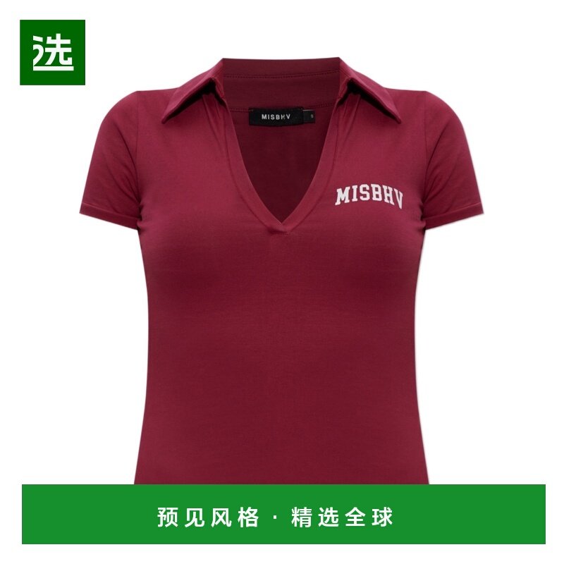 香港直邮MISBHV 女士POLO衫 251W113 AW2025 红色 V领短袖T恤,女装/女士精品,POLO衫,淘宝优惠券,粉丝福利购,淘宝优惠卷