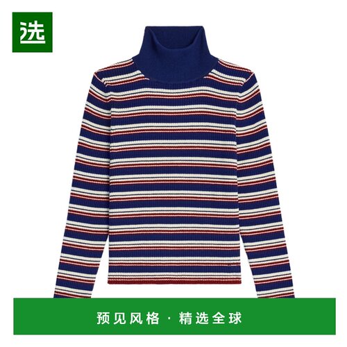 香港直邮Celine 条纹罗纹羊毛高领毛衣 RY0KF0O86.长袖针织