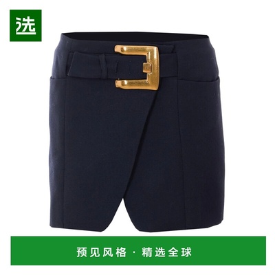 香港直邮BALMAIN 女士半身裙 LBB44WC090PA SS2026 黑色 腰带半身