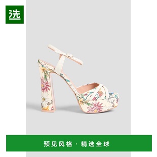 1h可退 香港直邮Malone Souliers 女士 Keaton 印花罗缎防水台凉