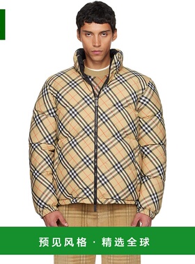 1h可退 香港直邮Burberry 巴宝莉 男士 驼色 Check Snowdon 双面
