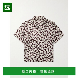 1h可退 香港直邮Bode 男士 Paper Birch Camp-Collar 印花缎面衬