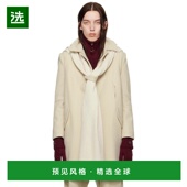 美国直邮 女装 HYEIN 1h可退 SEO 米色连帽围巾大衣 毛呢外套