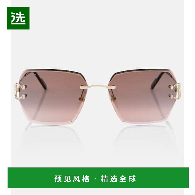 1h可退 香港直邮CARTIER 卡地亚 女士 C de 标志方框太阳眼镜