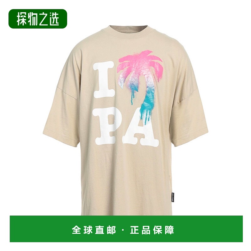 香港直邮Palm Angels 棕榈天使 男士 T恤 beige米色 舒适时尚