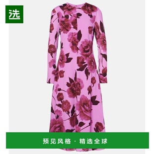 1h可退 香港直邮Erdem 女士 crêpe 花朵中长连衣裙 pink粉色 舒