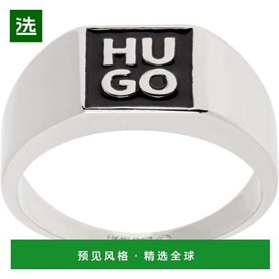 1h可退 香港直邮HUGO 雨果 男士 Enameled Logo 戒指 50544511