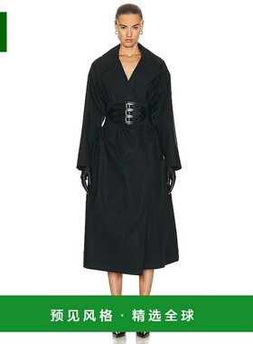 1h可退 香港直邮Alaïa 女士 束带风衣 AA9M03044T007 black黑色