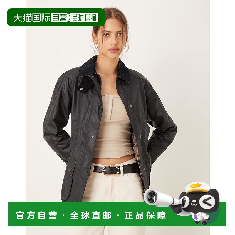 1h可退 香港直邮Barbour 巴伯尔 女士 Beadnell 蜡夹克(海军蓝)