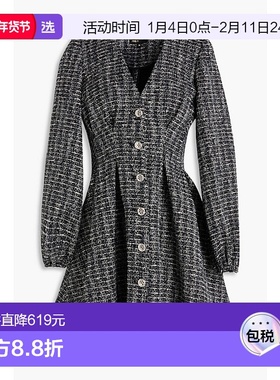 1h可退 香港直邮Maje 女士 精饰花呢迷你连衣裙 MFPRO03980NOIRBL