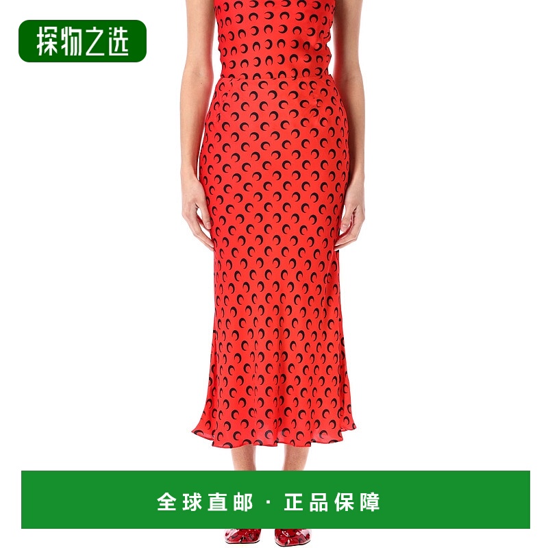 1h可退 香港直邮Marine Serre 女士 新月印花中长半身裙 WSK070AC