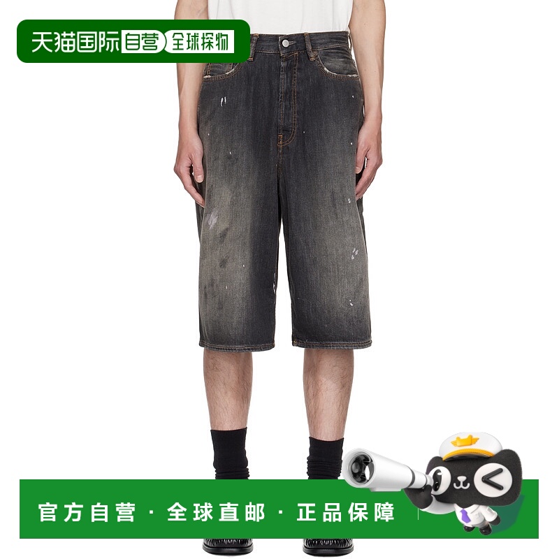 1h可退 香港直邮Acne Studios 艾克妮 男士 黑色褪色牛仔短裤 BE0