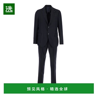1h可退 香港直邮Lardini 男士 Revers 蓝色单排扣经典款套装(Flan