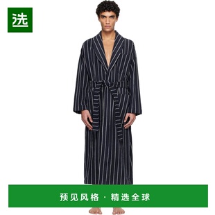 1h可退 香港直邮Tekla 男士 海军蓝 & 白色 Terry Classic 浴袍 C