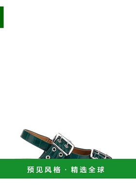 1h可退 香港直邮GANNI 甘尼 女士 粗扣芭蕾舞鞋 S3005 green绿色