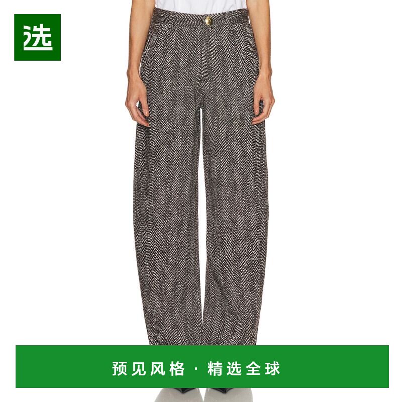 1h可退 香港直邮DARKPARK 女士 Khris Barrel Leg 人字纹羊毛裤子