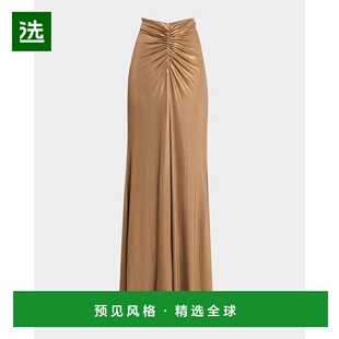 1h可退 【美国直邮】LAPOINTE 金属涂层针织褶饰高腰长裙 女装半