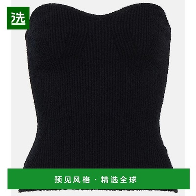 1h可退 香港直邮wardrobenyc 女士 罗纹针织棉混纺上衣 black黑色
