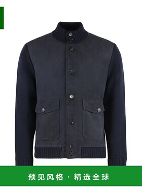 1h可退 香港直邮Slowear 男士 FRONT 拼接皮革针织开衫 810331ZN2