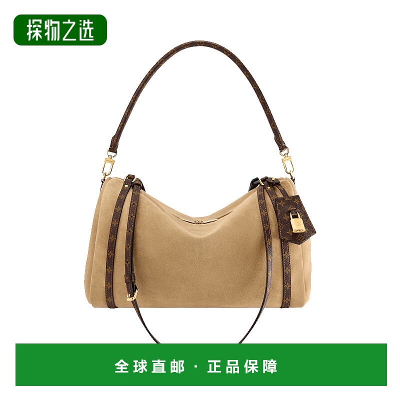 1h可退 欧洲直邮LV路易威登 Express中号米黄色品牌徽标牛皮革手