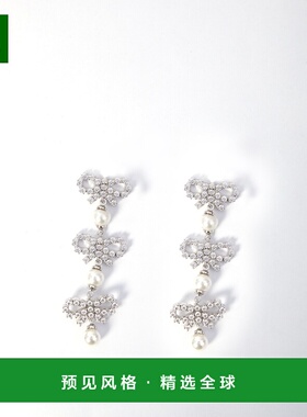 香港直邮Self-Portrait 女士 超细蝴蝶结珍珠层式耳环 PF25613EPS