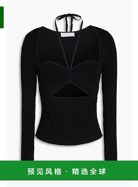 1h可退 香港直邮Simkhai 女士 剪口罗纹针织上衣 JS2170KBLACK