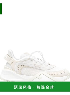 1h可退 香港直邮Fendi 芬迪 女士 白色网眼和绒面革低帮鞋 8E8620