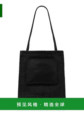 1h可退 香港直邮ST.AGNI 女士 晶格拼色皮革手提包 black黑色 舒