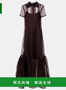 1h可退 香港直邮Staud 女士 Calluna 欧根纱长款连衣裙 brown棕色