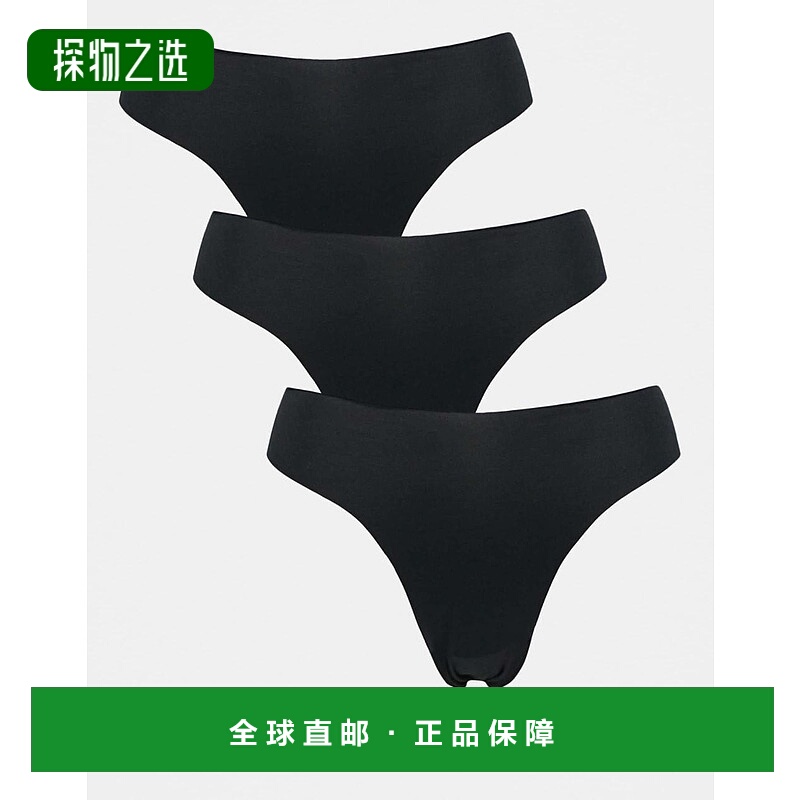 香港直邮ASOS 女士 no vpl brazilian 设计内裤(三件套)(黑色)