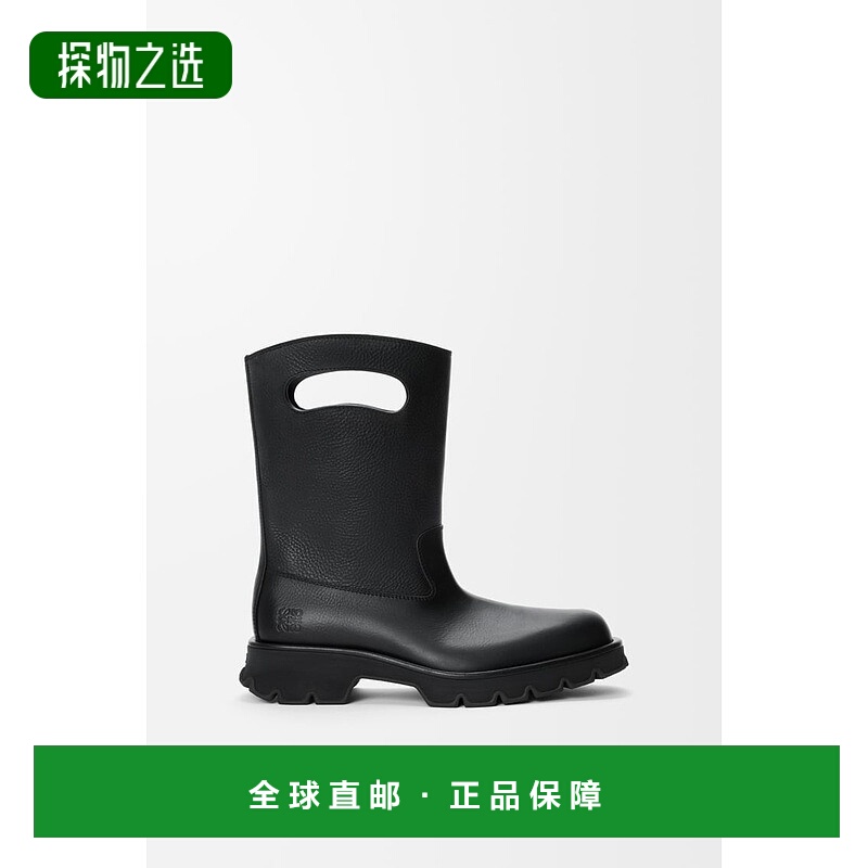 自营欧洲直邮Loewe罗意威 Bobby系列男士黑色小牛皮双层厚底短靴