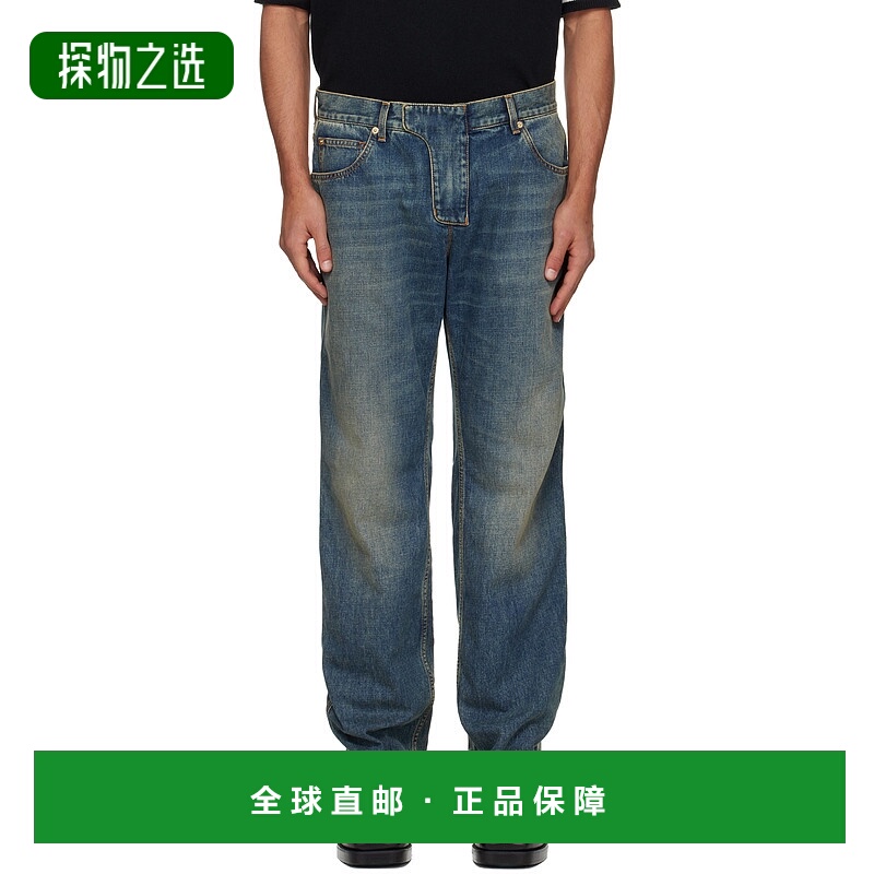 香港直邮Balmain 巴尔曼 男士 蓝色 Low Waist 牛仔裤 FH0MI100DG