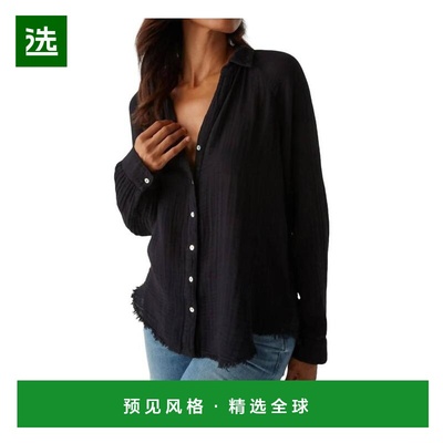 1h可退 【美国直邮】Michael Stars Toni 双层纱布纽扣衬衫 黑色