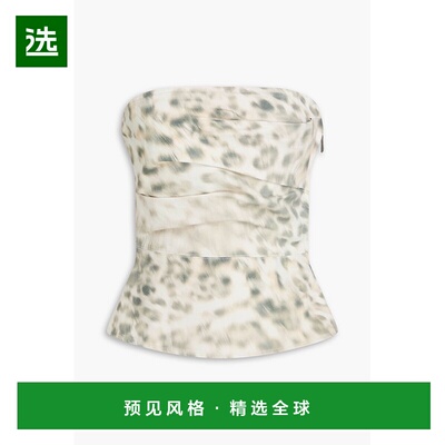 1h可退 香港直邮ROTATE BIRGER CHRISTENSEN 女士 抹胸豹纹牛仔上