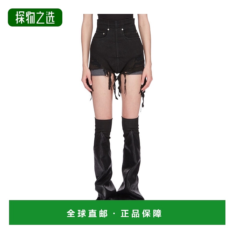 香港直邮Rick Owens Drkshdw 毛边细节牛仔短裤 DS01D1313SBBFR