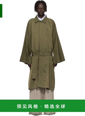 1h可退 香港直邮Hed Mayner 男士 绿色褶皱风衣 HMMB10043AHB219