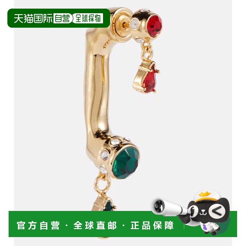 1h可退 香港直邮Rabanne 女士 莱茵石精饰水滴耳环 colorful花色