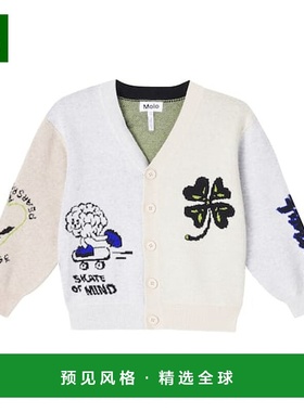 1h可退 香港直邮Molo 男童 Burt 提花棉质羊毛针织开衫童装