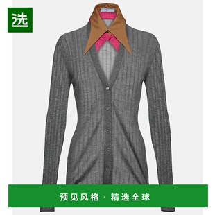 1h可退 香港直邮Prada 普拉达 女士 开司米羊毛真丝针织开衫羊绒
