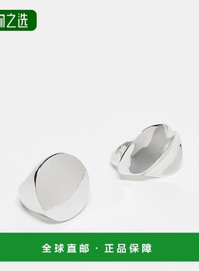 香港直邮ASOS 女士 设计粗框色调戒指(两件套)(银色)